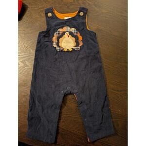 Mud Pie Baby Corduroy Overalls with Turkey Applique 3-6 Months
